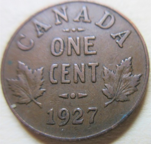 1927 canada small cent coin - canada,